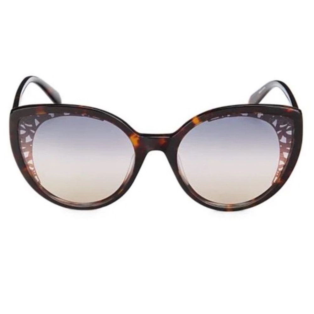 NWT Emilio Pucci 58MM Cat Eye Logo Silhouette Sunglasses with Case Full Set